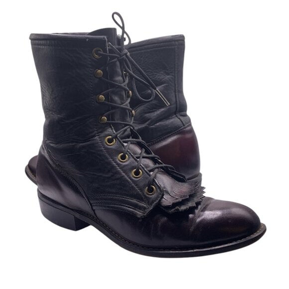 LAREDO Black Two Tone Leather ROPER Boots - Picture 3 of 5